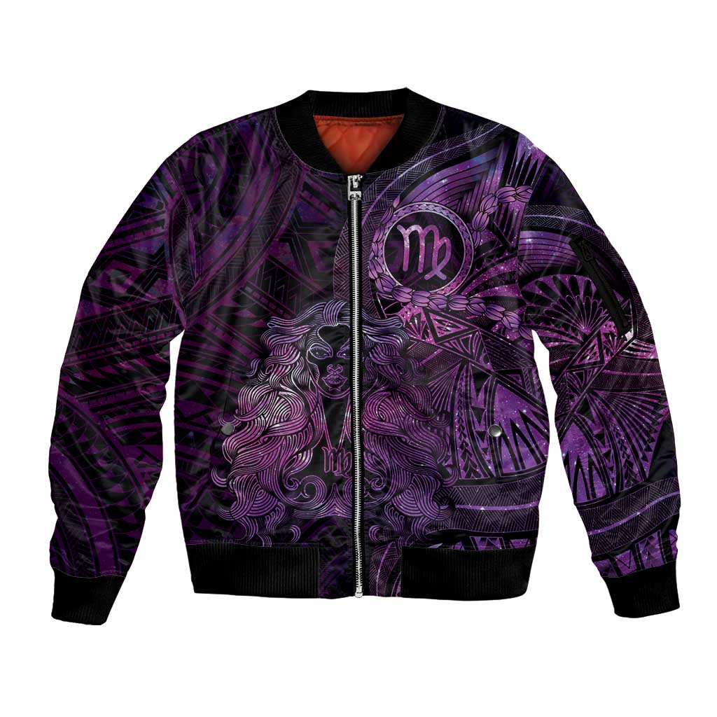 Personalised Polynesia Zodiac Virgo Sleeve Zip Bomber Jacket Galaxy Polynesian Pattern Chest Tattoo Style