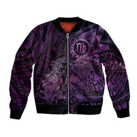 Personalised Polynesia Zodiac Virgo Sleeve Zip Bomber Jacket Galaxy Polynesian Pattern Chest Tattoo Style