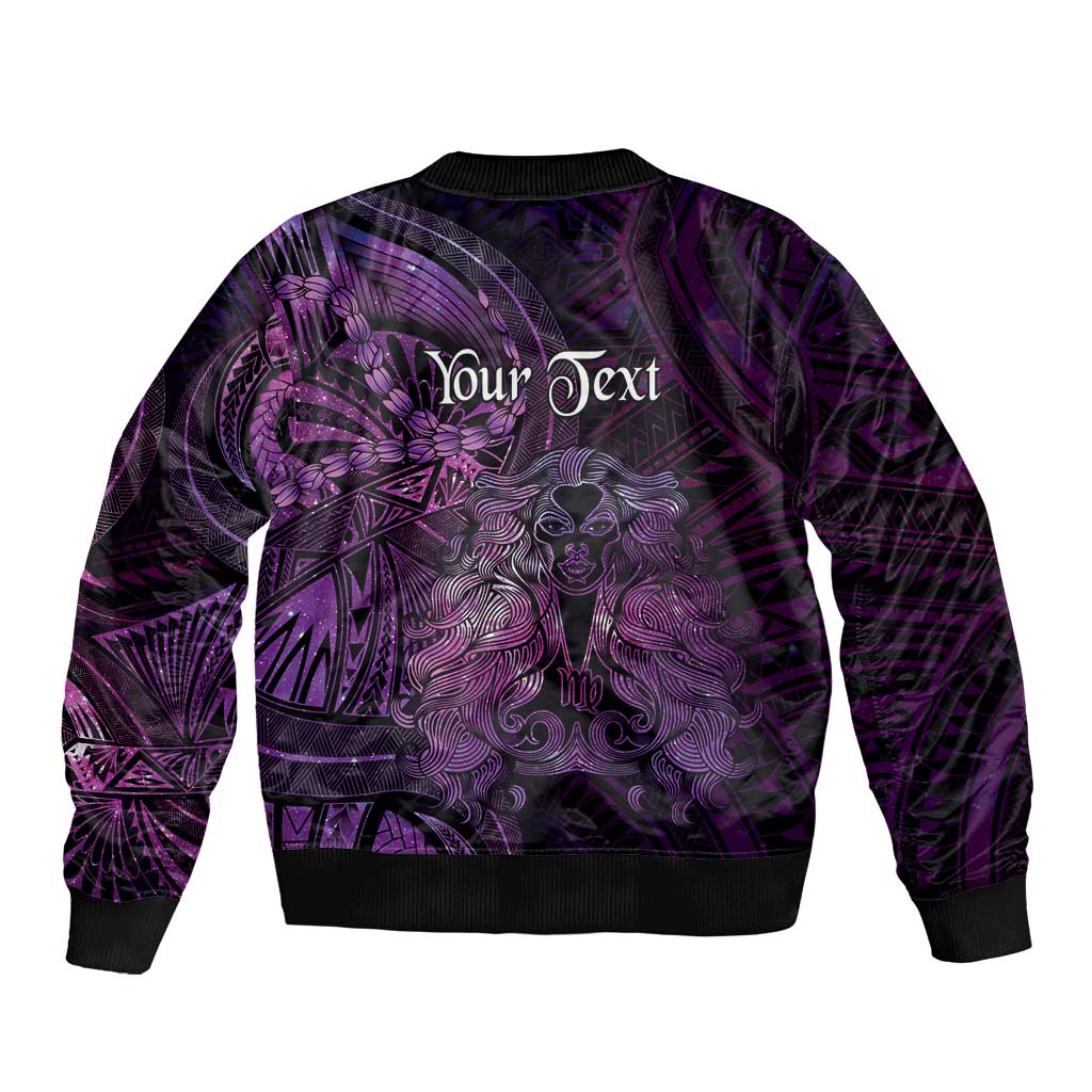 Personalised Polynesia Zodiac Virgo Sleeve Zip Bomber Jacket Galaxy Polynesian Pattern Chest Tattoo Style