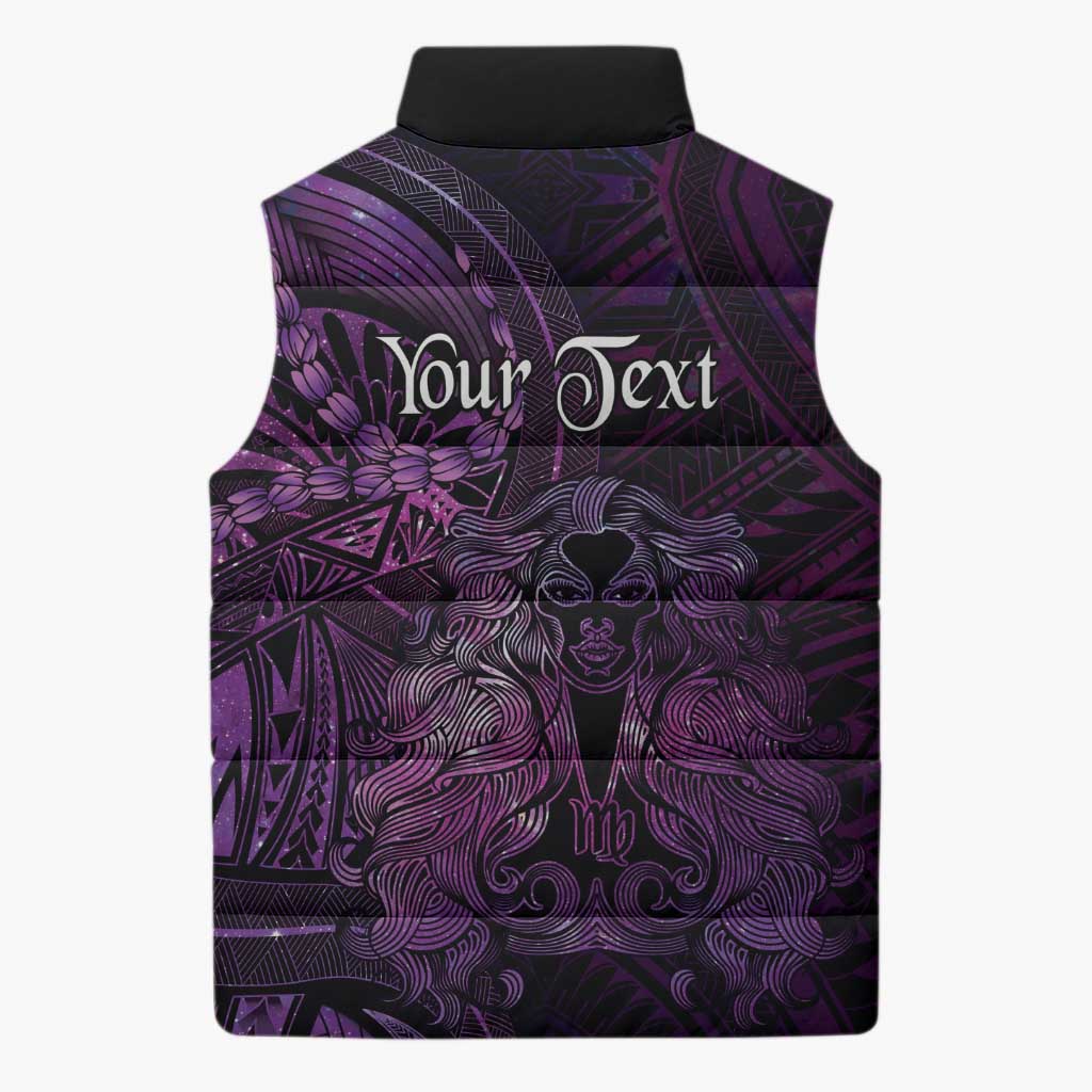 Personalised Polynesia Zodiac Virgo Sleeveless Puffer Jacket Galaxy Polynesian Pattern Chest Tattoo Style