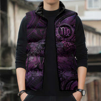 Personalised Polynesia Zodiac Virgo Sleeveless Puffer Jacket Galaxy Polynesian Pattern Chest Tattoo Style