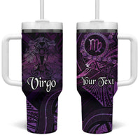 Personalised Polynesia Zodiac Virgo Tumbler With Handle Galaxy Polynesian Pattern Chest Tattoo Style LT14 One Size: 40 oz Purple - Polynesian Pride
