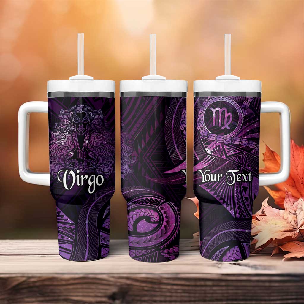 Personalised Polynesia Zodiac Virgo Tumbler With Handle Galaxy Polynesian Pattern Chest Tattoo Style LT14 - Polynesian Pride
