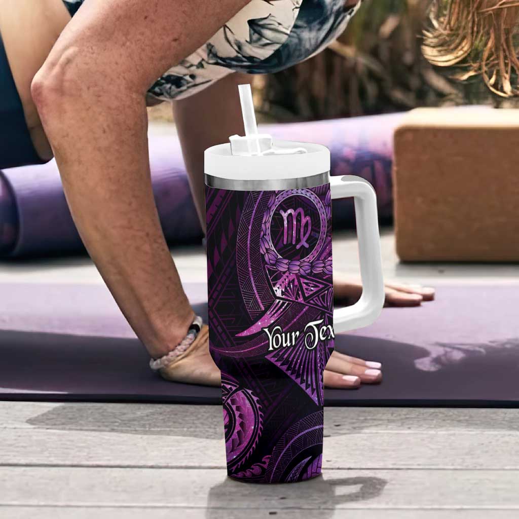 Personalised Polynesia Zodiac Virgo Tumbler With Handle Galaxy Polynesian Pattern Chest Tattoo Style LT14 - Polynesian Pride