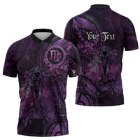 Personalised Polynesia Zodiac Virgo Zipper Polo Shirt Galaxy Polynesian Pattern Chest Tattoo Style LT14 - Polynesian Pride