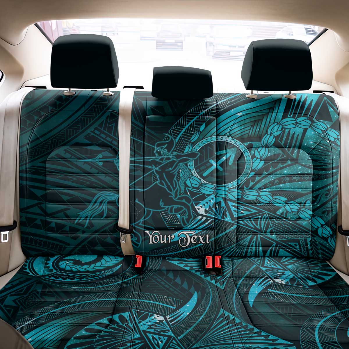 Personalised Polynesia Zodiac Sagittarius Back Car Seat Cover Galaxy Polynesian Pattern Chest Tattoo Style LT14 - Polynesian Pride