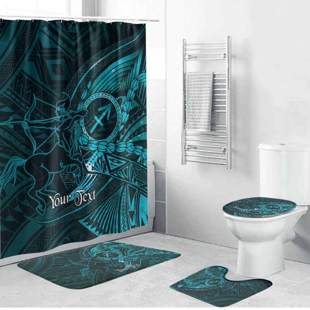 Personalised Polynesia Zodiac Sagittarius Bathroom Set Galaxy Polynesian Pattern Chest Tattoo Style