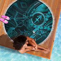 Personalised Polynesia Zodiac Sagittarius Beach Blanket Galaxy Polynesian Pattern Chest Tattoo Style
