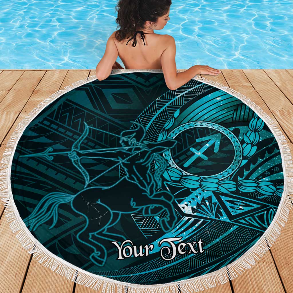 Personalised Polynesia Zodiac Sagittarius Beach Blanket Galaxy Polynesian Pattern Chest Tattoo Style