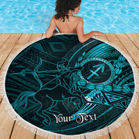 Personalised Polynesia Zodiac Sagittarius Beach Blanket Galaxy Polynesian Pattern Chest Tattoo Style