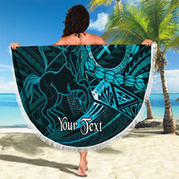 Personalised Polynesia Zodiac Sagittarius Beach Blanket Galaxy Polynesian Pattern Chest Tattoo Style