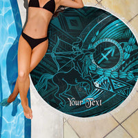 Personalised Polynesia Zodiac Sagittarius Beach Blanket Galaxy Polynesian Pattern Chest Tattoo Style