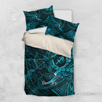 Personalised Polynesia Zodiac Sagittarius Bedding Set Galaxy Polynesian Pattern Chest Tattoo Style LT14 US Twin 172cm x 218cm Cyan - Polynesian Pride