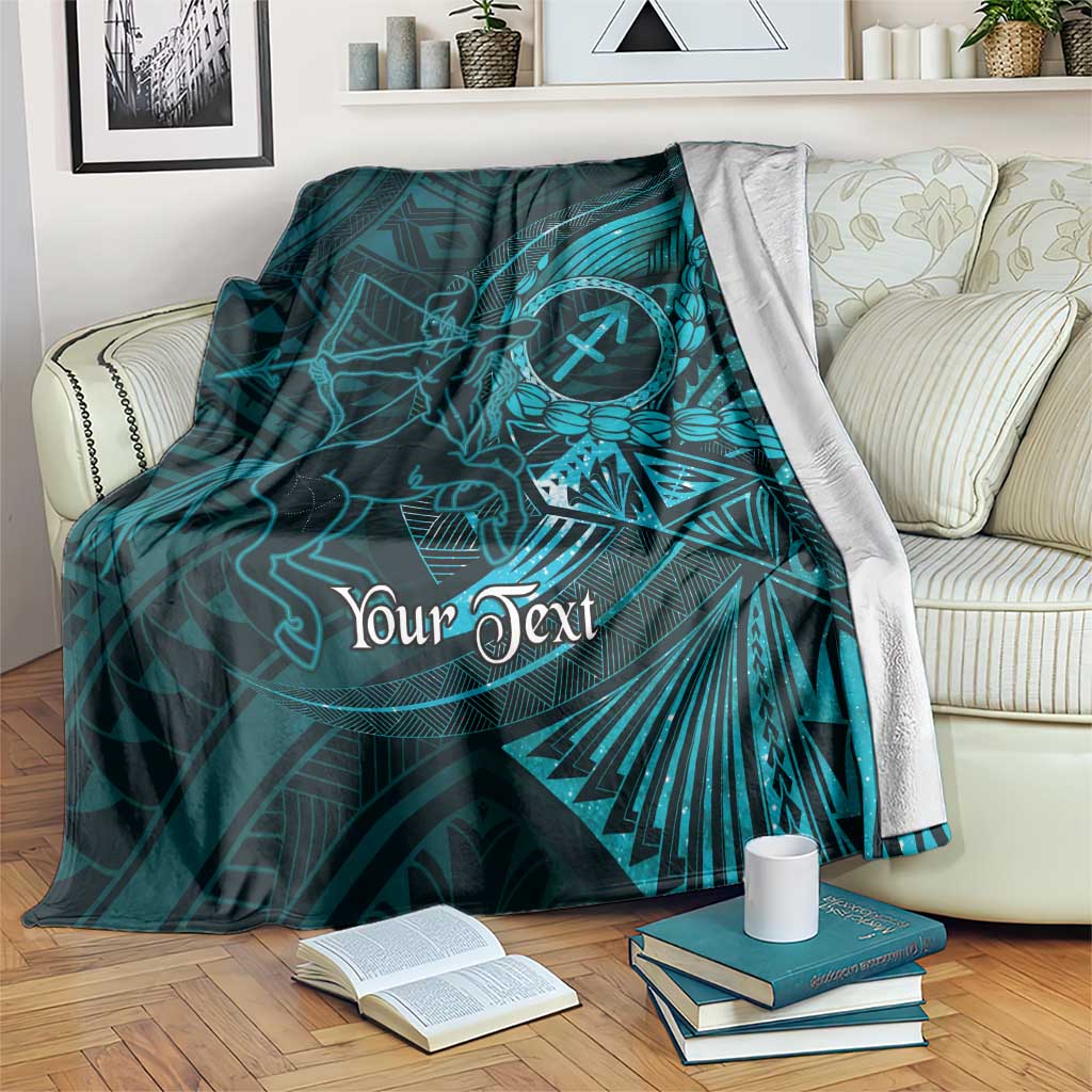 Personalised Polynesia Zodiac Sagittarius Blanket Galaxy Polynesian Pattern Chest Tattoo Style