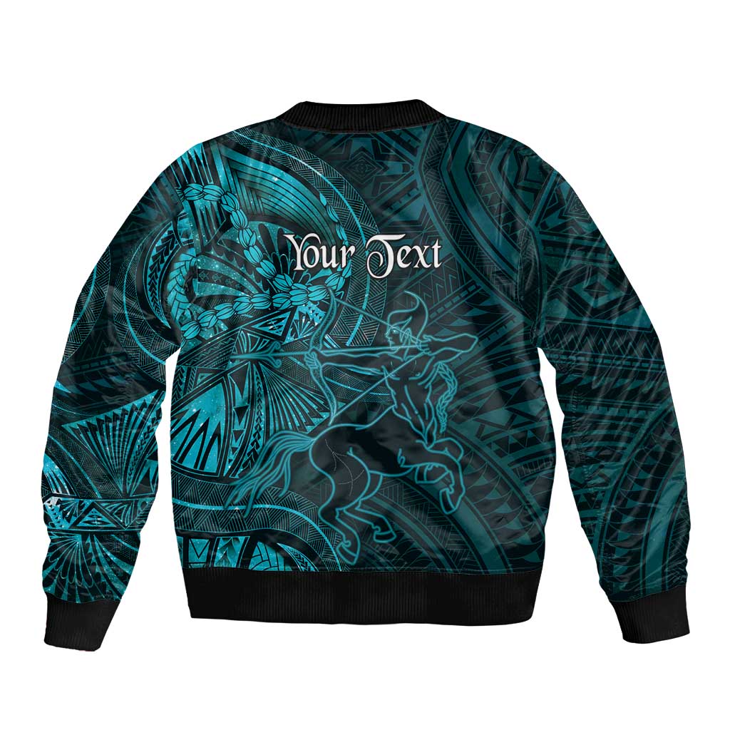 Personalised Polynesia Zodiac Sagittarius Bomber Jacket Galaxy Polynesian Pattern Chest Tattoo Style