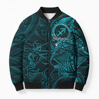 Personalised Polynesia Zodiac Sagittarius Bomber Puffer Jacket Galaxy Polynesian Pattern Chest Tattoo Style