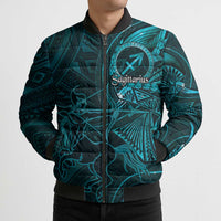Personalised Polynesia Zodiac Sagittarius Bomber Puffer Jacket Galaxy Polynesian Pattern Chest Tattoo Style