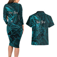 Personalised Polynesia Zodiac Sagittarius Couples Matching Long Sleeve Bodycon Dress and Hawaiian Shirt Galaxy Polynesian Pattern Chest Tattoo Style LT14 - Polynesian Pride