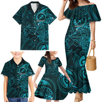Personalised Polynesia Zodiac Sagittarius Family Matching Mermaid Dress and Hawaiian Shirt Galaxy Polynesian Pattern Chest Tattoo Style LT14 - Polynesian Pride