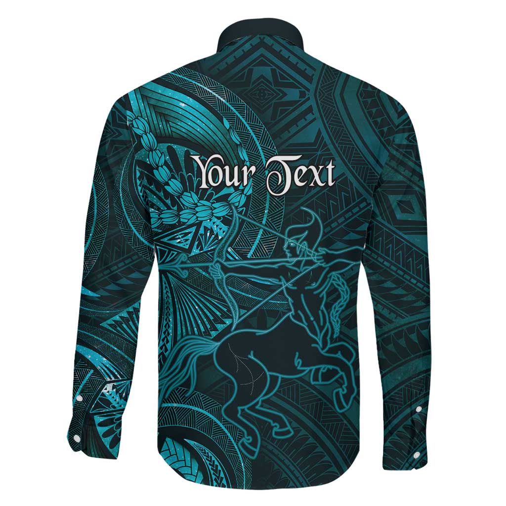 Personalised Polynesia Zodiac Sagittarius Family Matching Off The Shoulder Long Sleeve Dress and Hawaiian Shirt Galaxy Polynesian Pattern Chest Tattoo Style LT14 - Polynesian Pride