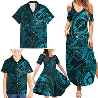 Personalised Polynesia Zodiac Sagittarius Family Matching Summer Maxi Dress and Hawaiian Shirt Galaxy Polynesian Pattern Chest Tattoo Style LT14 - Polynesian Pride