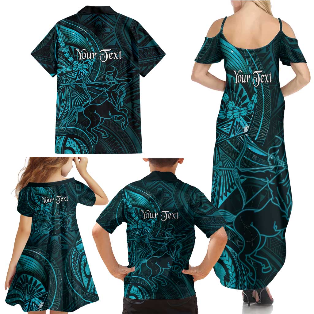 Personalised Polynesia Zodiac Sagittarius Family Matching Summer Maxi Dress and Hawaiian Shirt Galaxy Polynesian Pattern Chest Tattoo Style LT14 - Polynesian Pride