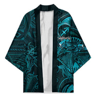 Personalised Polynesia Zodiac Sagittarius Kimono Galaxy Polynesian Pattern Chest Tattoo Style LT14 Unisex Cyan - Polynesian Pride