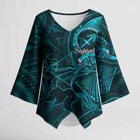 Personalised Polynesia Zodiac Sagittarius Kimono Sleeve Blouse Galaxy Polynesian Pattern Chest Tattoo Style