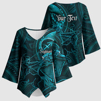 Personalised Polynesia Zodiac Sagittarius Kimono Sleeve Blouse Galaxy Polynesian Pattern Chest Tattoo Style