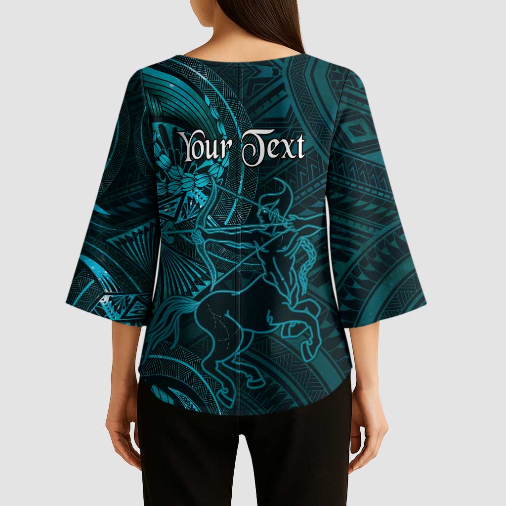 Personalised Polynesia Zodiac Sagittarius Kimono Sleeve Blouse Galaxy Polynesian Pattern Chest Tattoo Style