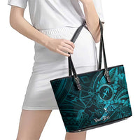 Personalised Polynesia Zodiac Sagittarius Leather Tote Bag Galaxy Polynesian Pattern Chest Tattoo Style
