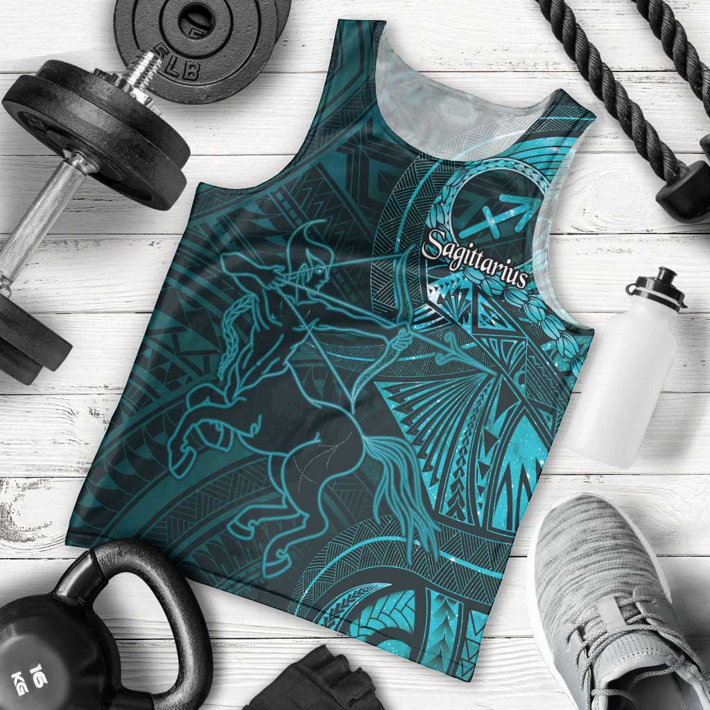 Personalised Polynesia Zodiac Sagittarius Men Tank Top Galaxy Polynesian Pattern Chest Tattoo Style LT14 - Polynesian Pride