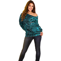 Personalised Polynesia Zodiac Sagittarius Off Shoulder Sweater Galaxy Polynesian Pattern Chest Tattoo Style LT14 - Polynesian Pride