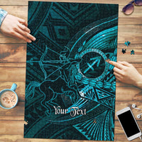 Personalised Polynesia Zodiac Sagittarius Puzzle Galaxy Polynesian Pattern Chest Tattoo Style LT14 Cyan - Polynesian Pride