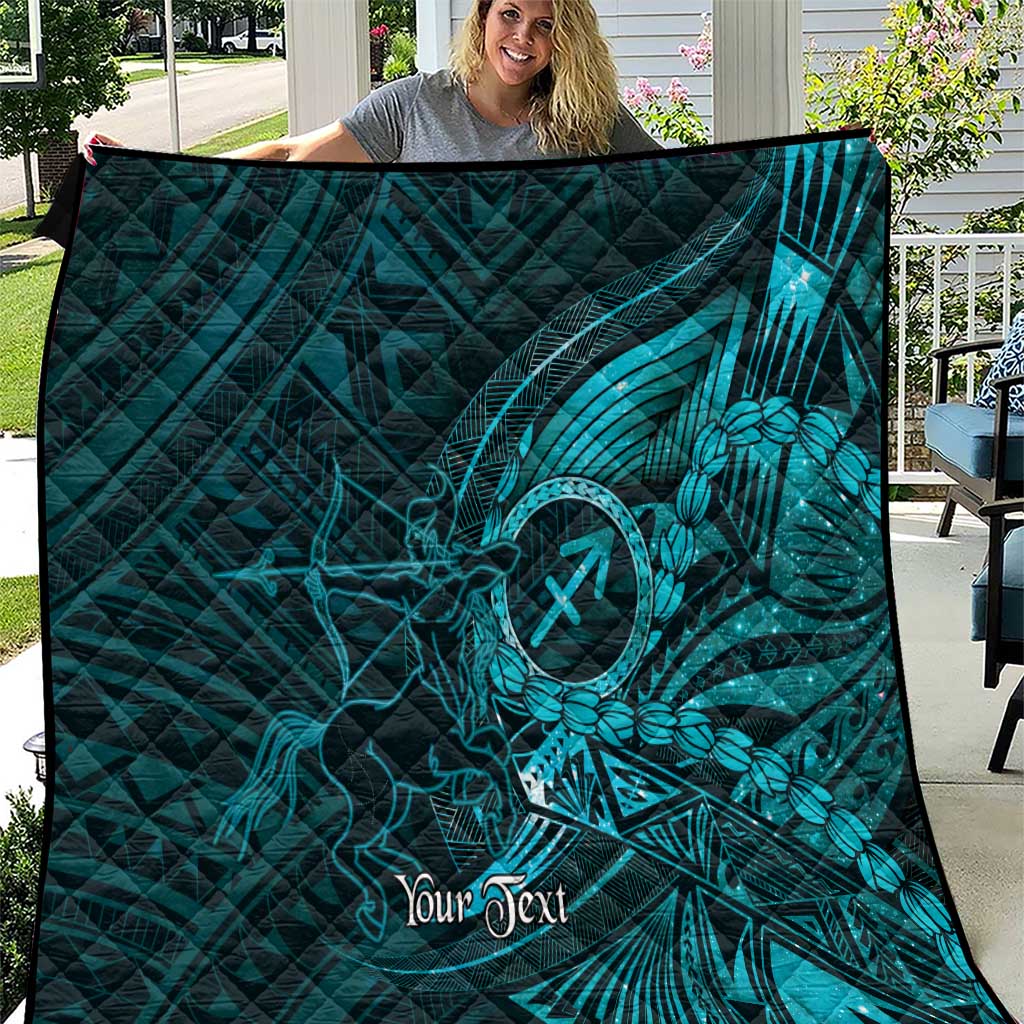Personalised Polynesia Zodiac Sagittarius Quilt Galaxy Polynesian Pattern Chest Tattoo Style LT14 Cyan - Polynesian Pride