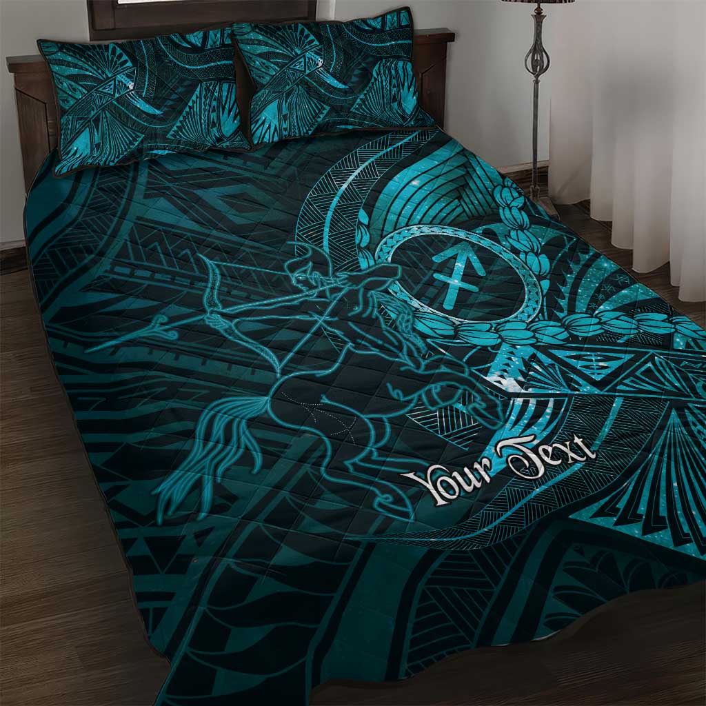 Personalised Polynesia Zodiac Sagittarius Quilt Bed Set Galaxy Polynesian Pattern Chest Tattoo Style