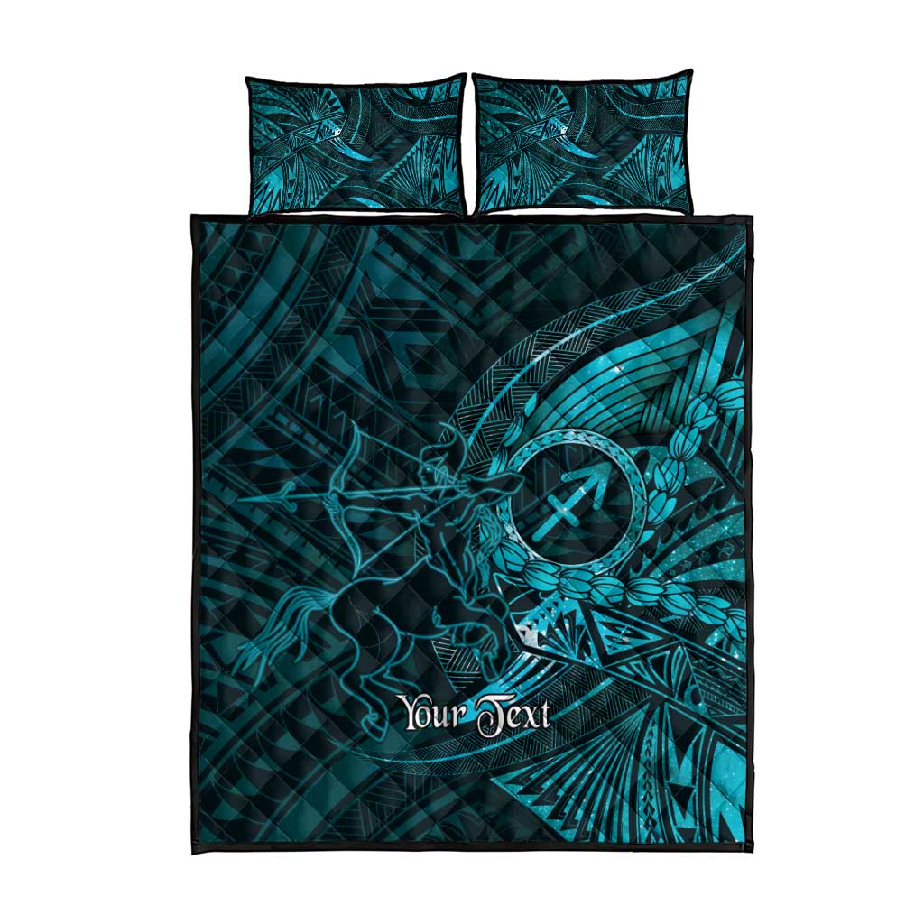 Personalised Polynesia Zodiac Sagittarius Quilt Bed Set Galaxy Polynesian Pattern Chest Tattoo Style