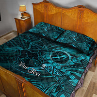 Personalised Polynesia Zodiac Sagittarius Quilt Bed Set Galaxy Polynesian Pattern Chest Tattoo Style