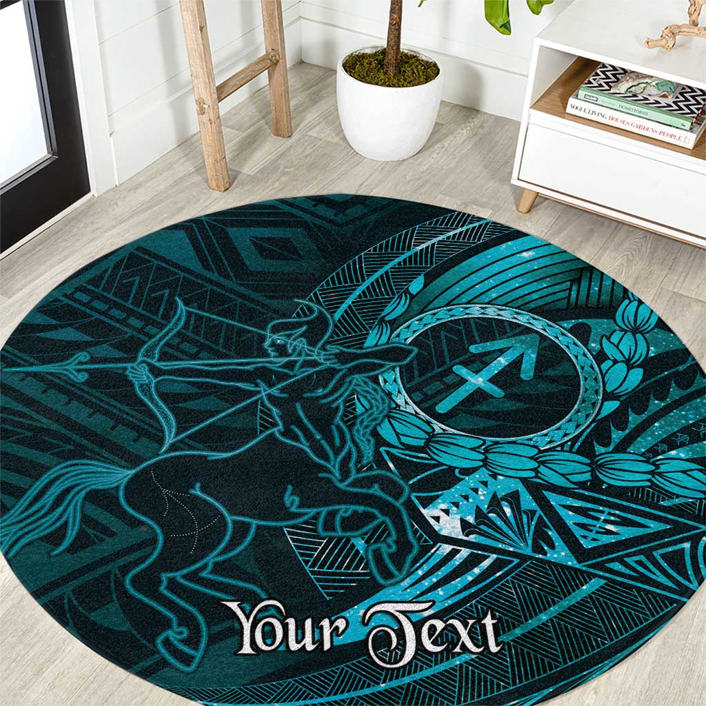 Personalised Polynesia Zodiac Sagittarius Round Carpet Galaxy Polynesian Pattern Chest Tattoo Style