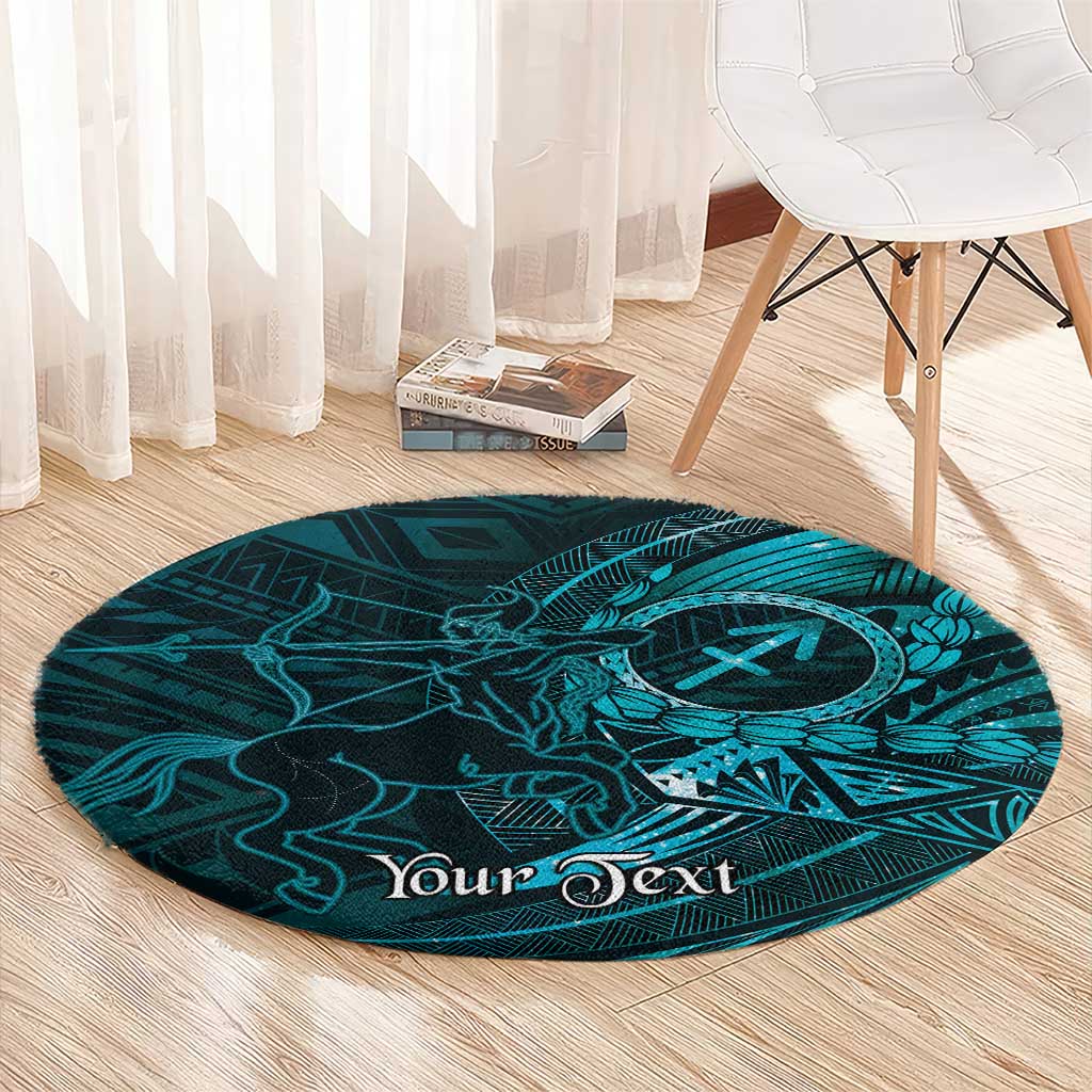 Personalised Polynesia Zodiac Sagittarius Round Carpet Galaxy Polynesian Pattern Chest Tattoo Style