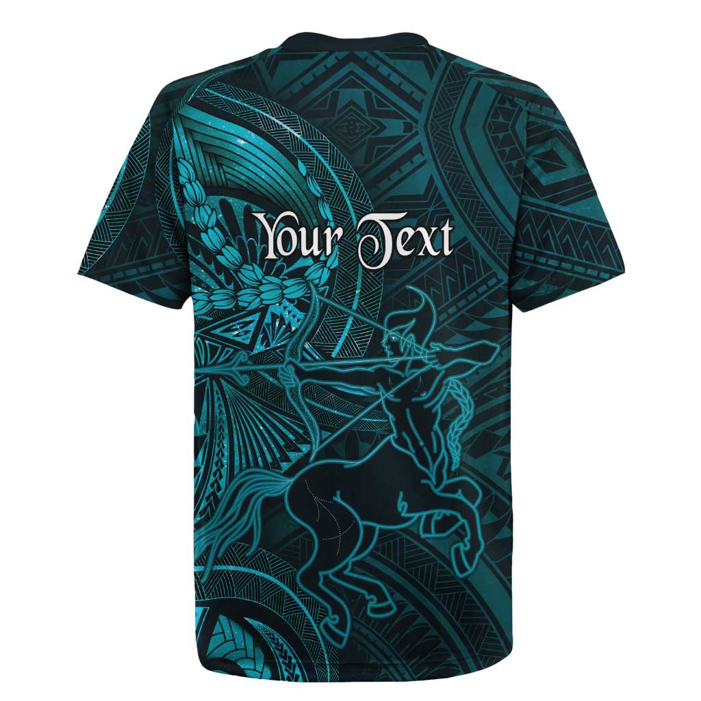 Personalised Polynesia Zodiac Sagittarius Rugby Jersey Galaxy Polynesian Pattern Chest Tattoo Style