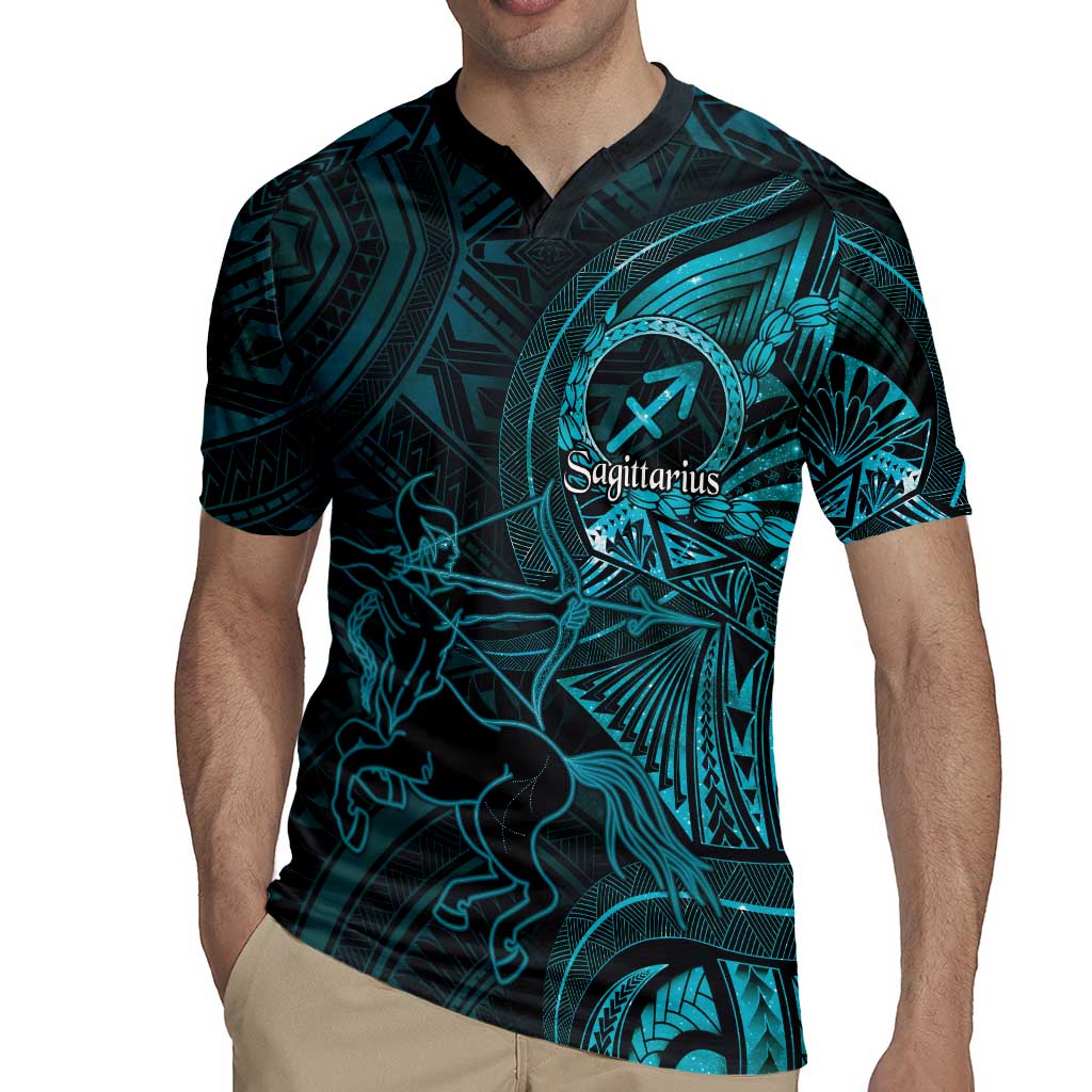 Personalised Polynesia Zodiac Sagittarius Rugby Jersey Galaxy Polynesian Pattern Chest Tattoo Style