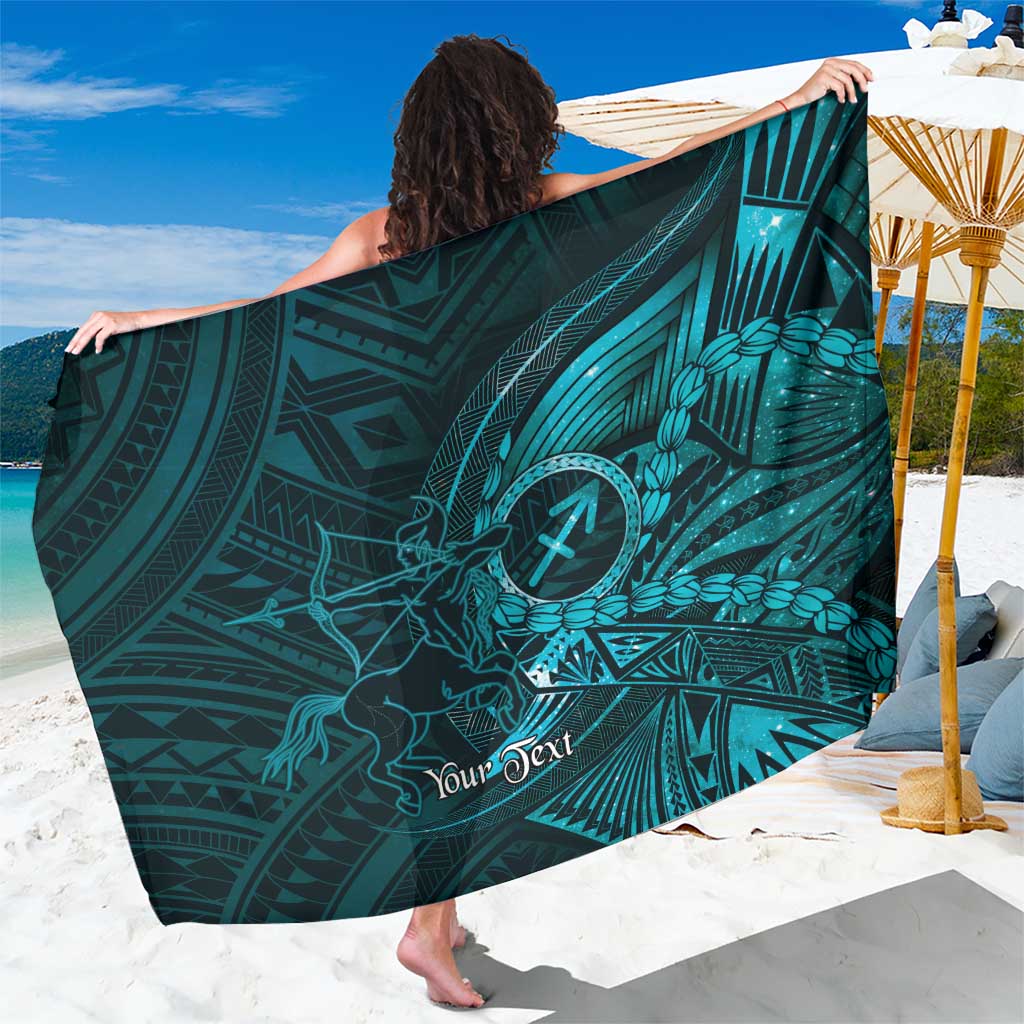 Personalised Polynesia Zodiac Sagittarius Sarong Galaxy Polynesian Pattern Chest Tattoo Style LT14 One Size 44 x 66 inches Cyan - Polynesian Pride