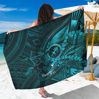 Personalised Polynesia Zodiac Sagittarius Sarong Galaxy Polynesian Pattern Chest Tattoo Style LT14 One Size 44 x 66 inches Cyan - Polynesian Pride