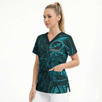 Personalised Polynesia Zodiac Sagittarius Scrub Top Galaxy Polynesian Pattern Chest Tattoo Style