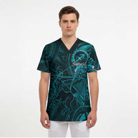 Personalised Polynesia Zodiac Sagittarius Scrub Top Galaxy Polynesian Pattern Chest Tattoo Style