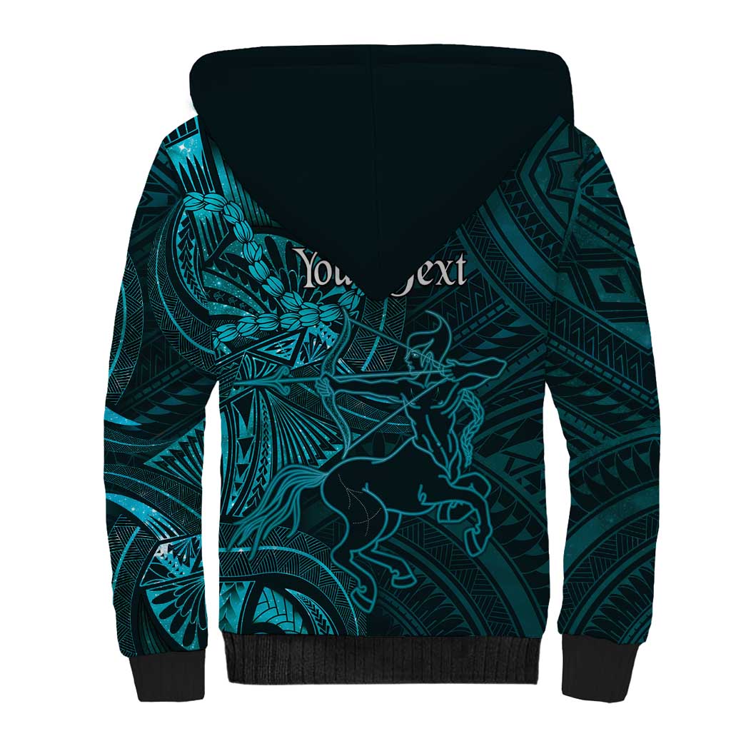 Personalised Polynesia Zodiac Sagittarius Sherpa Hoodie Galaxy Polynesian Pattern Chest Tattoo Style LT14 - Polynesian Pride