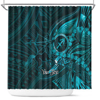 Personalised Polynesia Zodiac Sagittarius Shower Curtain Galaxy Polynesian Pattern Chest Tattoo Style