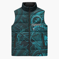 Personalised Polynesia Zodiac Sagittarius Sleeveless Puffer Jacket Galaxy Polynesian Pattern Chest Tattoo Style