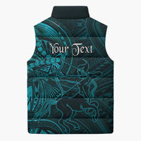Personalised Polynesia Zodiac Sagittarius Sleeveless Puffer Jacket Galaxy Polynesian Pattern Chest Tattoo Style